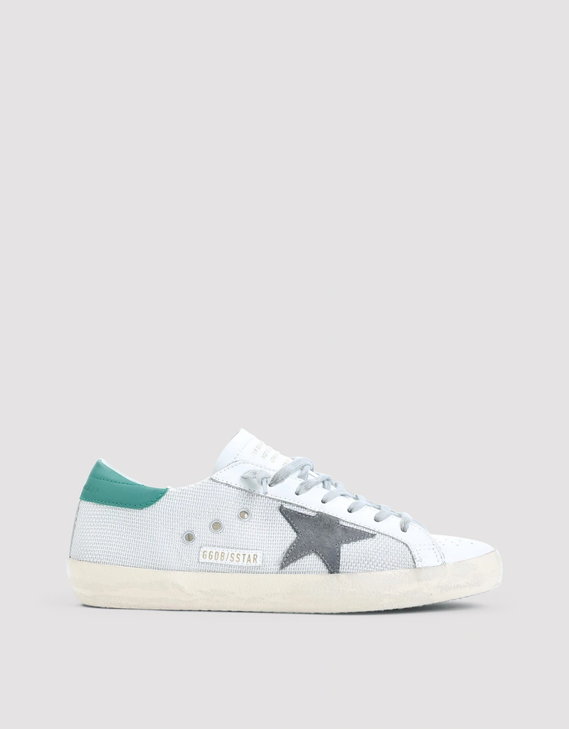 Golden Goose 男性浅银色メッシュグレー星スーパースターカジュアル