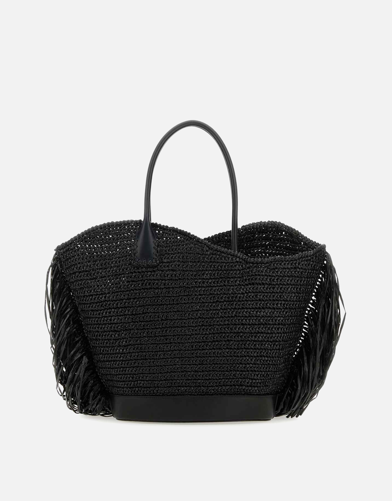 Salvatore Ferragamo Raffia And Calfskin Leather Tote Bag With Cut