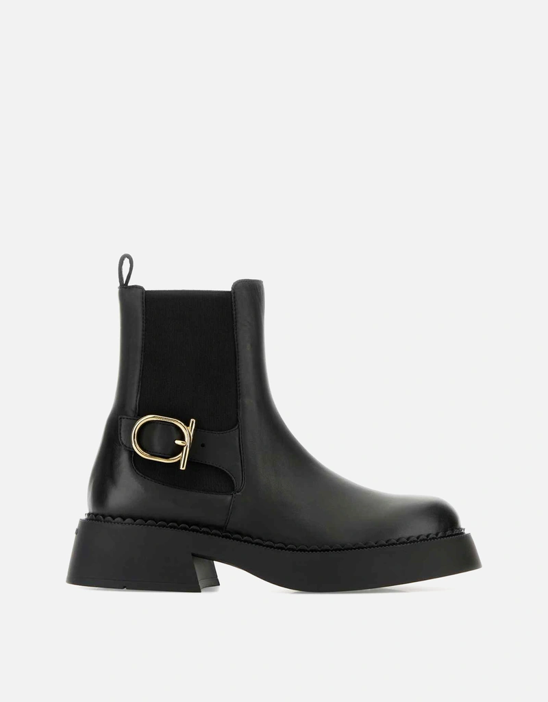 Salvatore Ferragamo ティア レザー バックル付きチェルシーブーツ