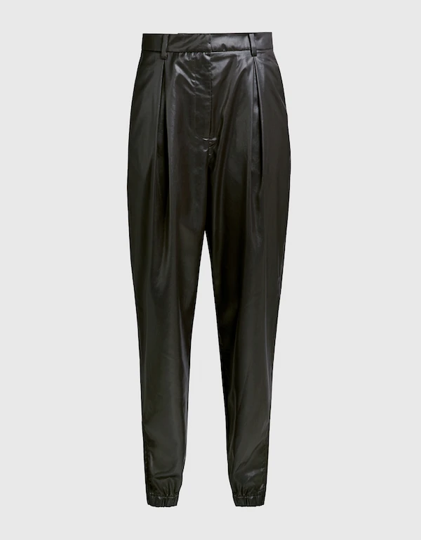 Tibi Pleated Faux Leather Tapered Pants