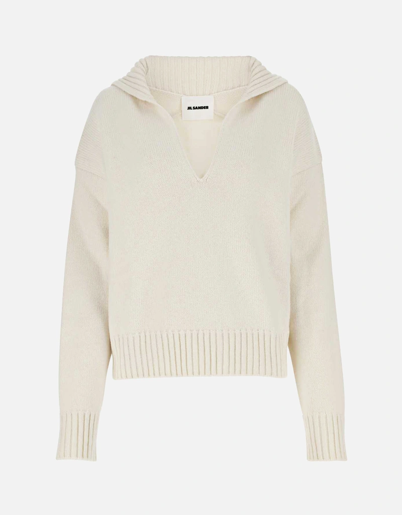 Jil Sander Ivory Cashmere Blend Oversize Sweater () IFCHIC.COM