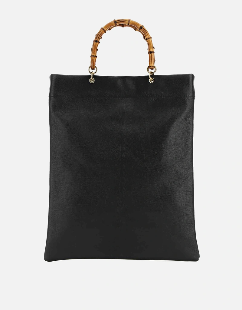 Jil Sander ブラックレザー ミディアム ショッピングバッグ () IFCHIC.COM
