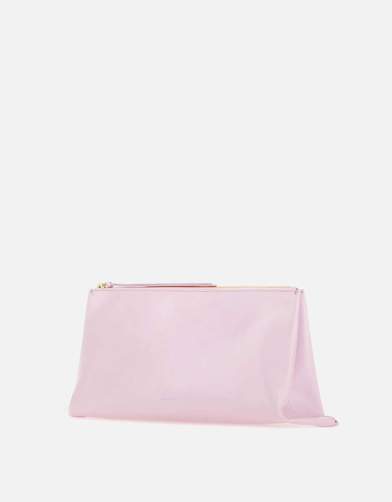 Jil Sander パステルピンク カーフスキン レザー ミディアム クラッチ