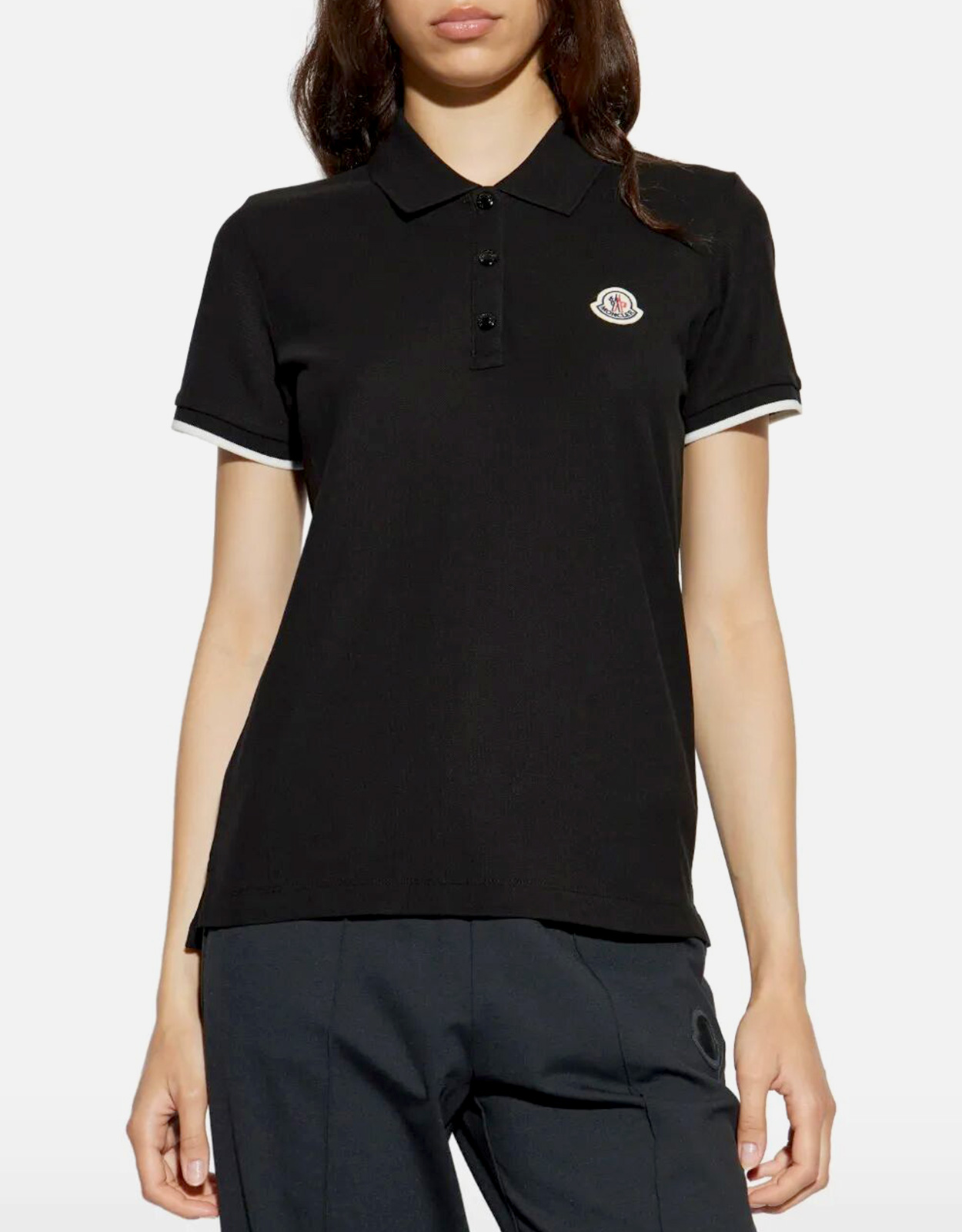 Moncler ロゴパッチコットンピケポロシャツ (トップス,Polo Shirts