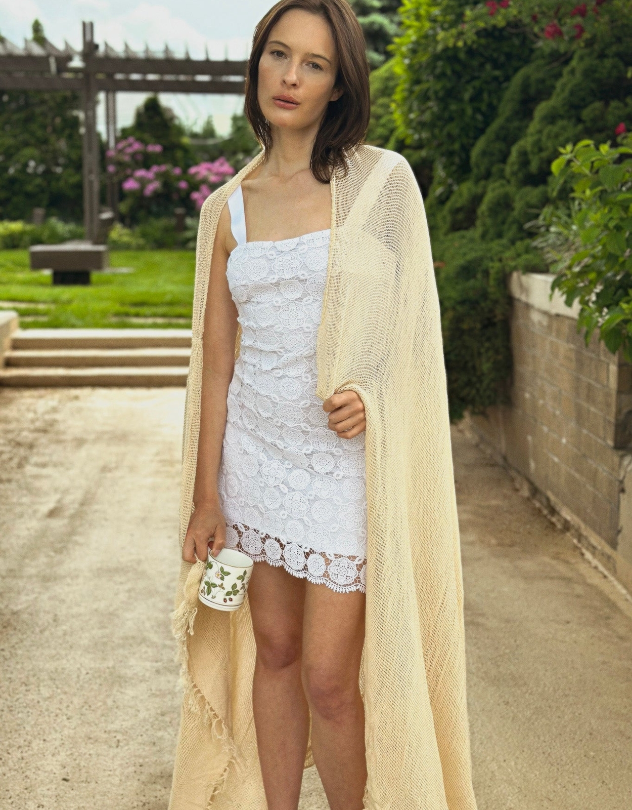 Miguelina | Kira Doily Lace Mini Dress - Pure White | M | White