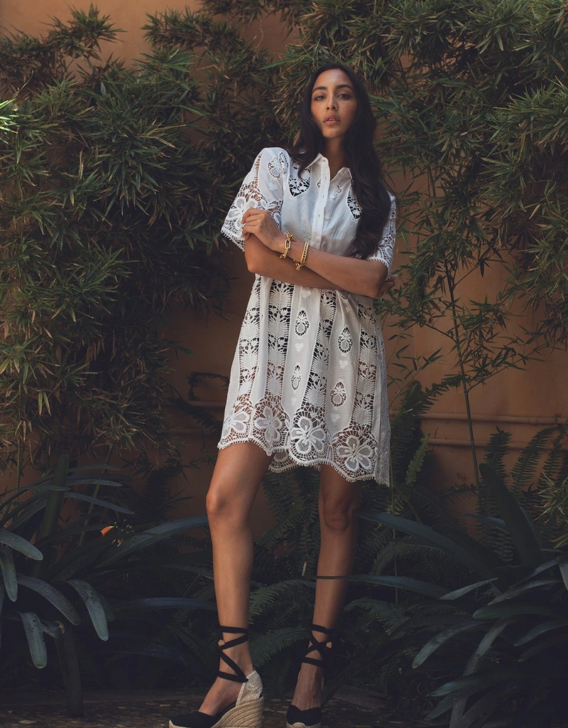 Miguelina Elle Tropical Cotton Embroidery Mini Dress - Pure White (Dresses,Mini  Dresses) IFCHIC.COM