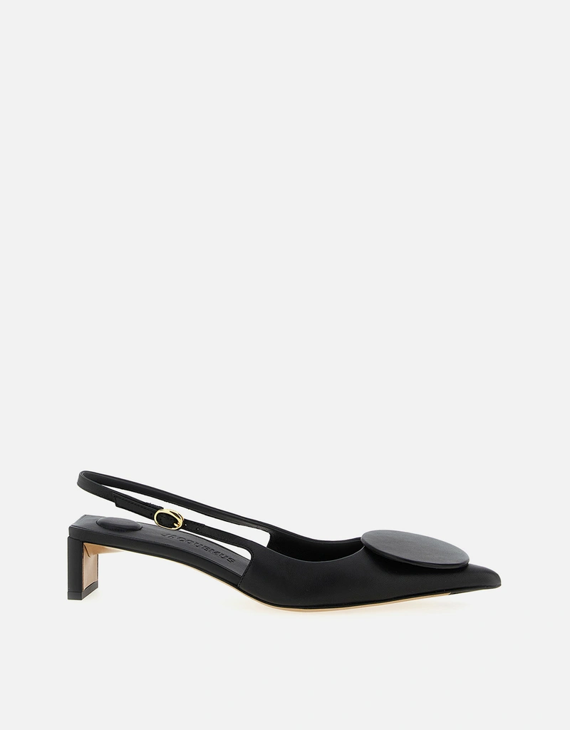 Jacquemus サークルスクエアラムレザー・スリングバックパンプス