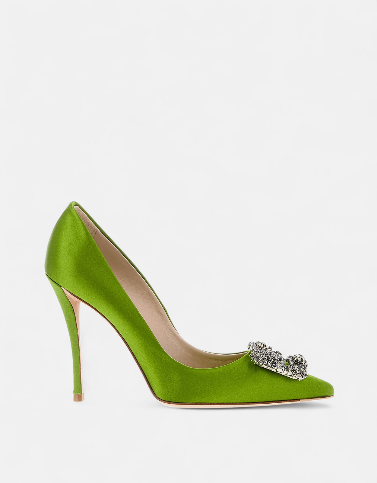 Roger Vivier Satin Crystal Buckle High-Heeled Pumps - EU 35　Roger Vivier サテン クリスタル バックル ハイヒール パンプス - EU 35 Roger
