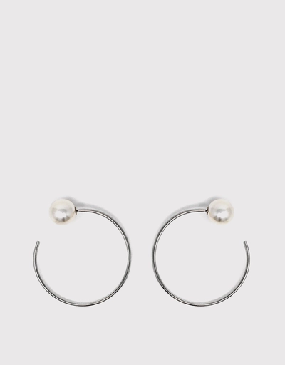 珍珠背中型圈形耳環