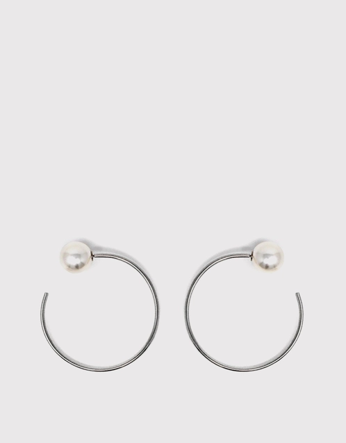 珍珠背中型圈形耳環