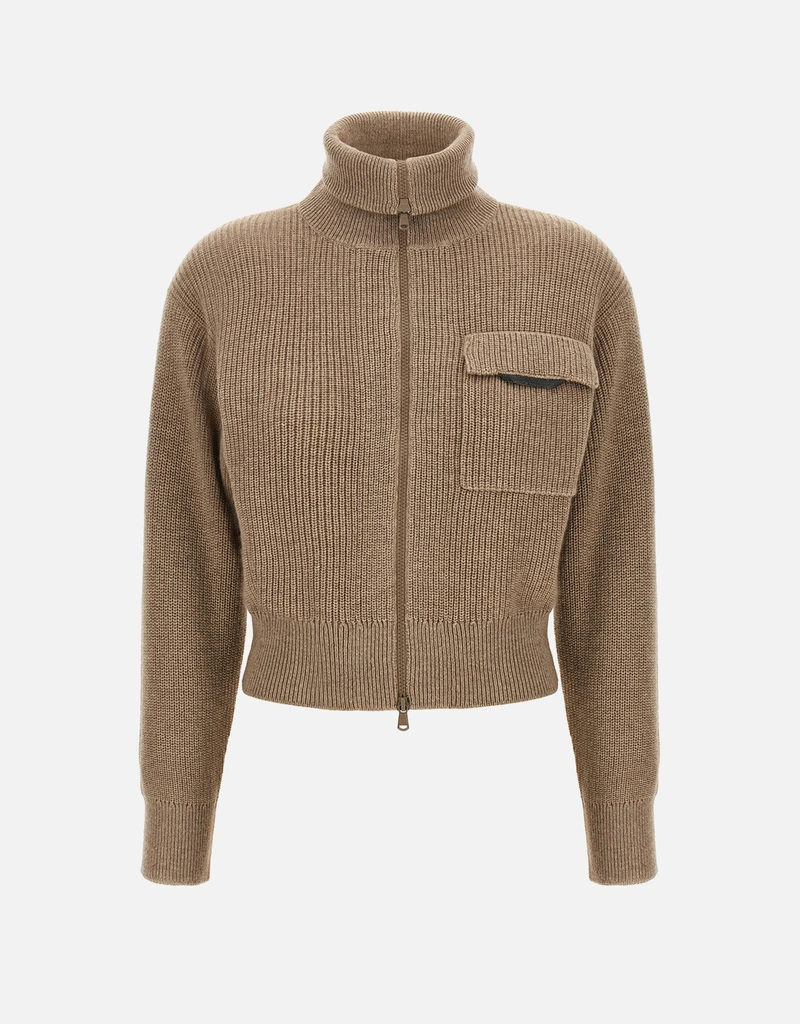 Brunello Cucinelli シャイニーフラップディテールクロップドカシミヤ