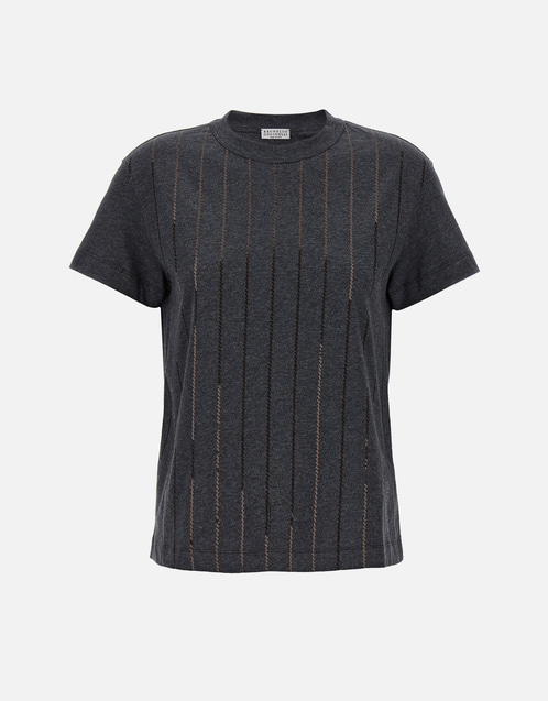 ✨クチネリ　美品袖スパンコールTシャツ✨ Brunello Cucinelli マイクロスパンコールTシャツ (トップス,Tシャツ