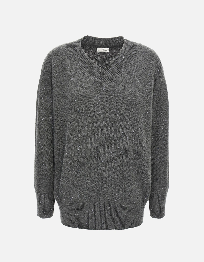 Brunello Cucinelli カシミヤシルク混合 スパンコールセーター (ニット