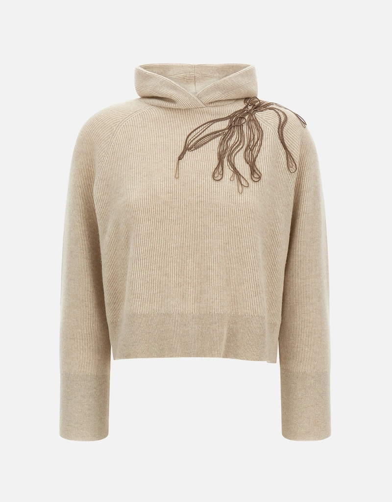 Brunello Cucinelli カシミヤ シャイニーフラワー刺繍セーター (すべて