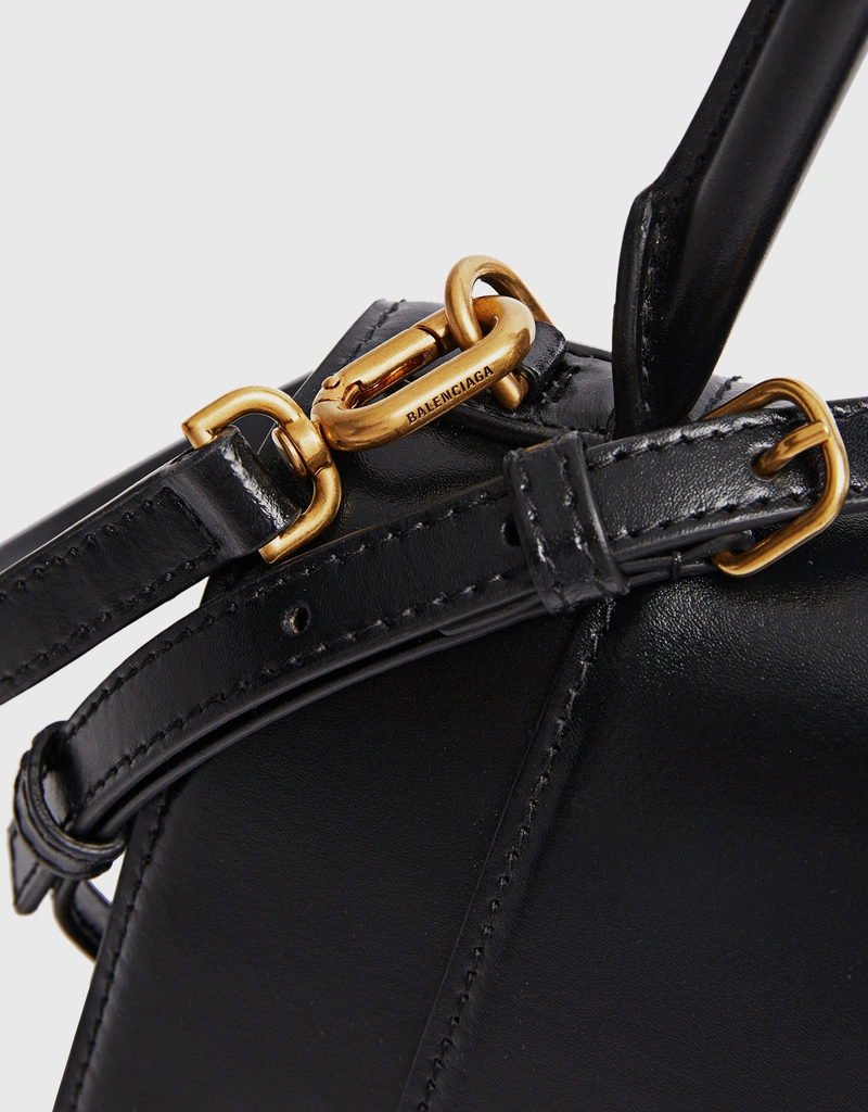 Balenciaga Hourglass Small Shiny Box Calfskin Crossbody Bag