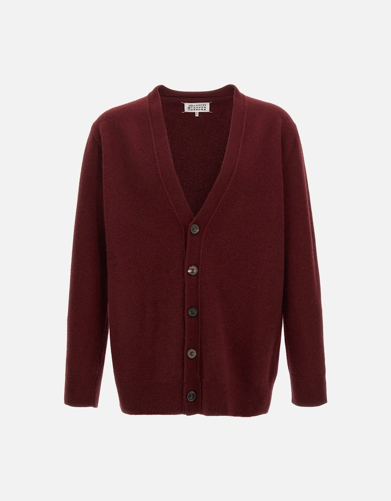 Maison Margiela Men's Burgundy Wool Cardigan () IFCHIC.COM