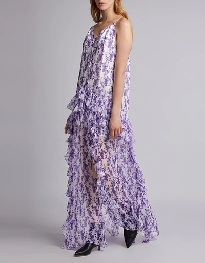 Isla Floral Silk-chiffon Ruffled Maxi Dress