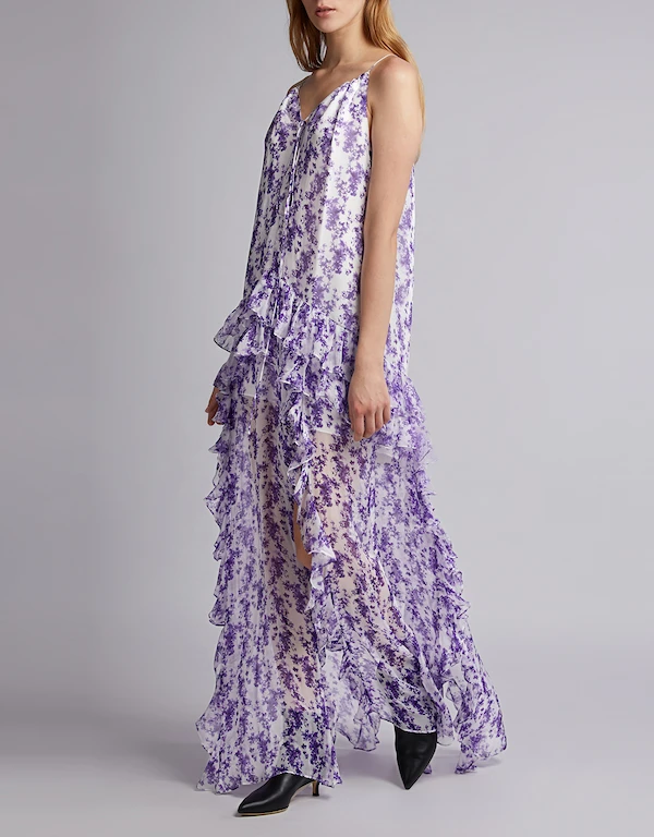 Caroline Constas Isla Floral Silk-chiffon Ruffled Maxi Dress