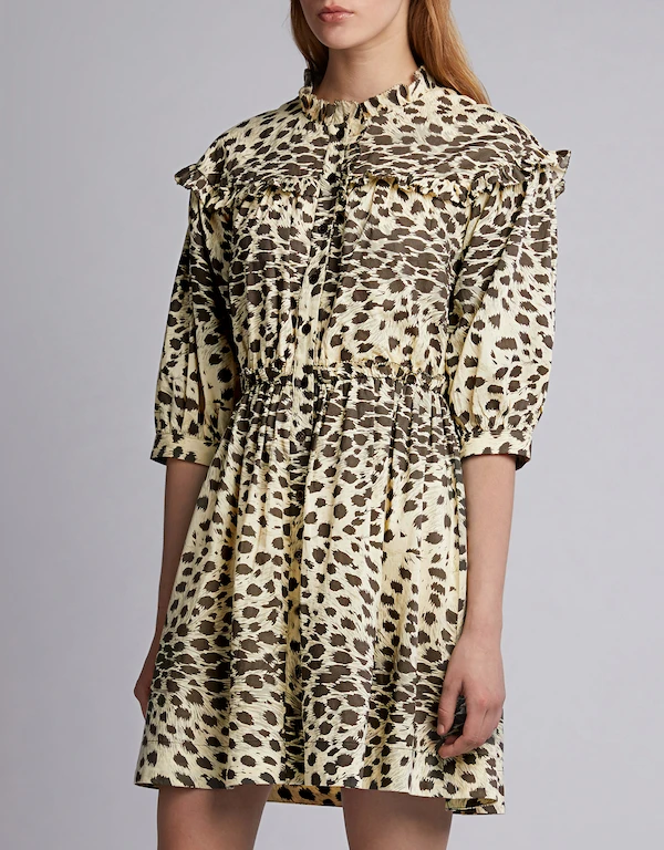 Leo Leopard Ruffled Mini Dress