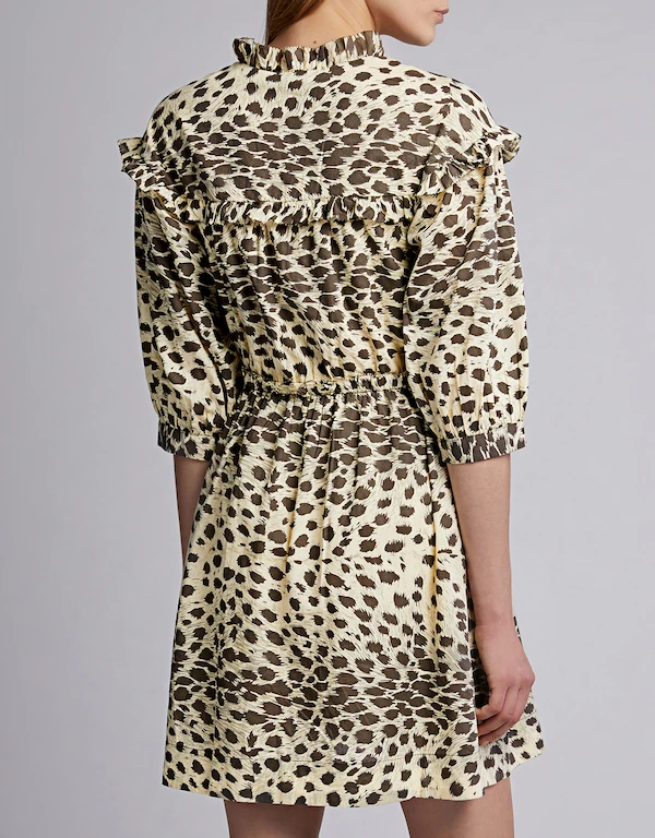 Leo Leopard Ruffled Mini Dress