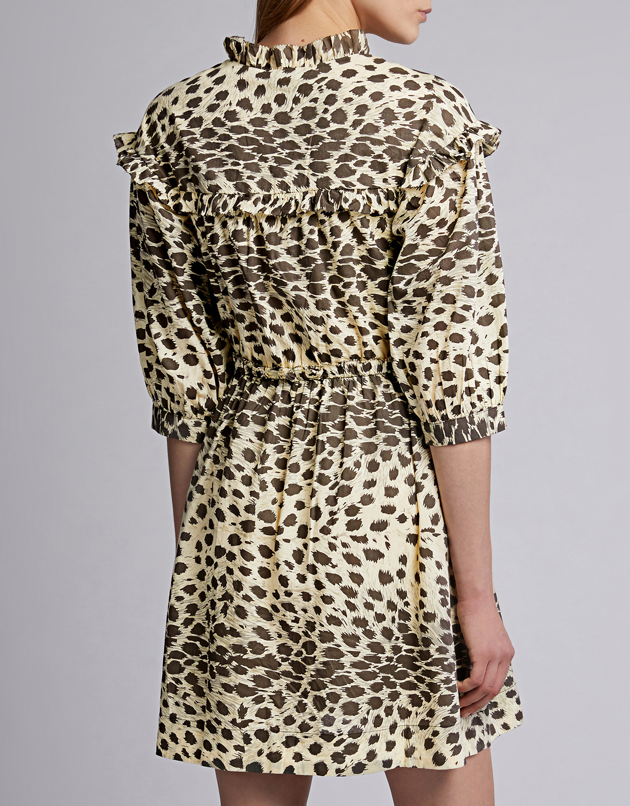 Sea Leo Leopard Ruffled Mini Dress (Dresses) IFCHIC.COM