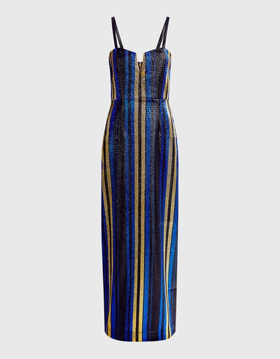 One World Striped Lurex Maxi Dress