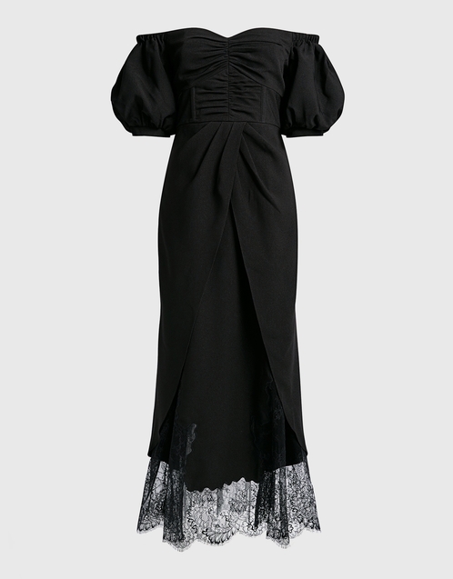 Self-Portrait Off-the-shoulder Crepe Lace Maxi Dress (Dresses,Maxi)  IFCHIC.COM