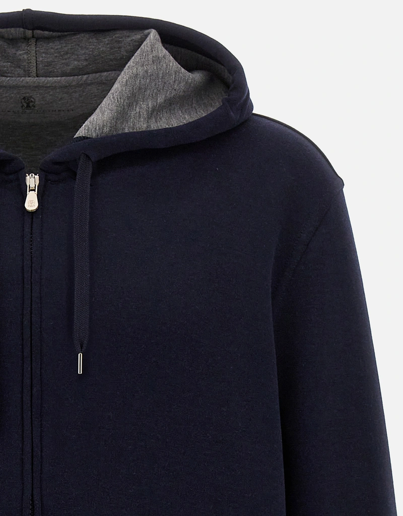 Brunello Cucinelli メンズカシミヤシルク混紡ジップパーカー