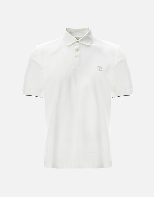 Brunello Cucinelli メンズ ロゴ ピケ ポロシャツ () IFCHIC.COM