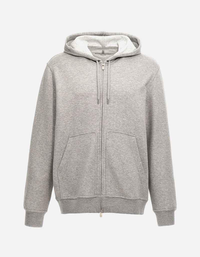 Brunello Cucinelli メンズカシミヤシルクブレンドジップフーディー