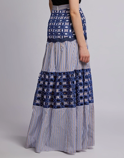 Kyndal Embroidered Striped Maxi Skirt
