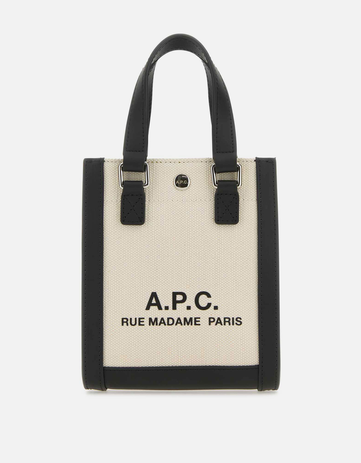 A.P.C. Unisex Camille 2.0 Mini Two-Tone Canvas And Leather Handbag　A.P.C.ユニセックス カミーユ 2.0 ミニ ツートーン キャンバス & レザー ハンドバッグ A.P.C.