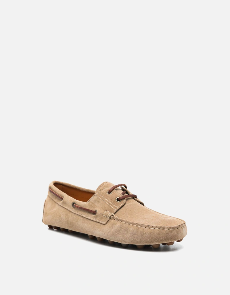 Tod's メンズスエードボートゴンミーノバブルレースアップローファー