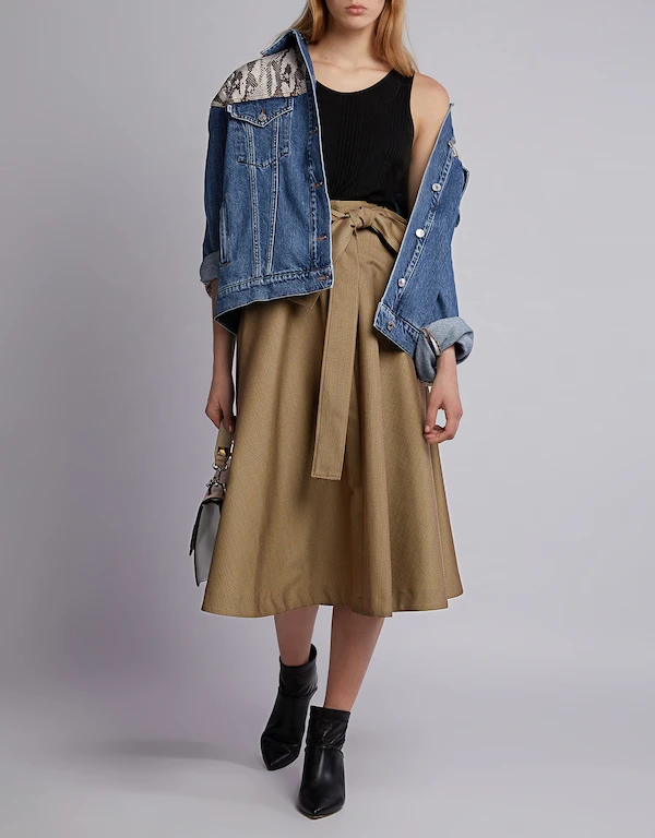 MSGM Belted Houndstooth Midi Skirt