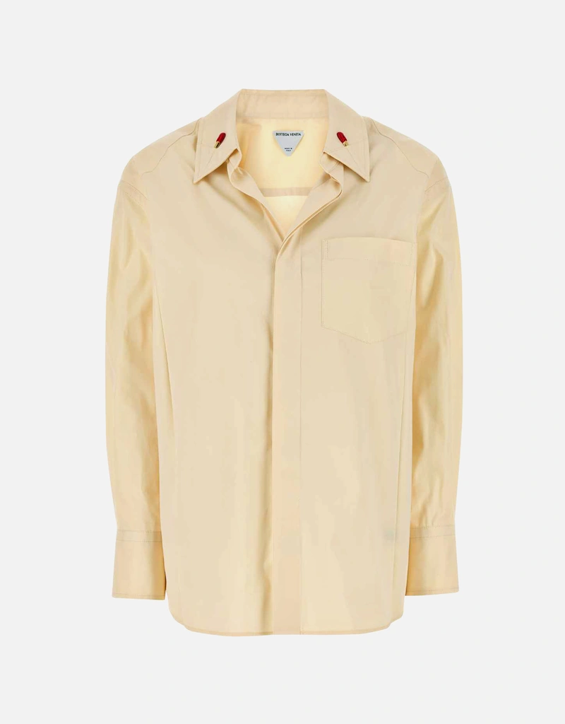 Bottega Veneta クリームコットンブレンドシャツ (トップス,ボタン Bottega Veneta クリームコットンブレンドシャツ (トップス,ボタン