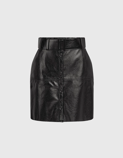 Faux Leather Belted Mini Skirt