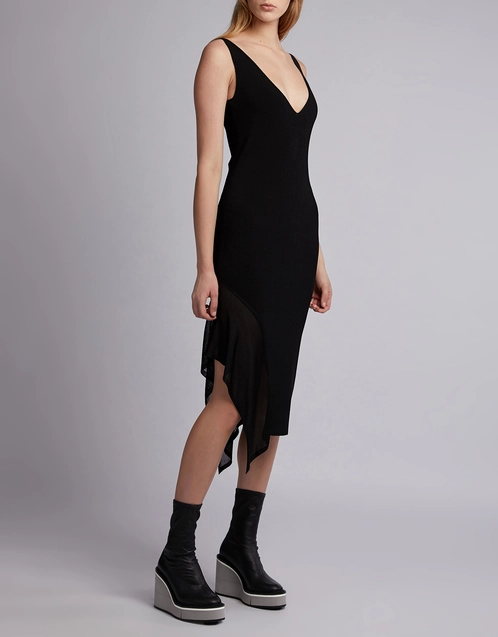 Cushnie - V-Neck Asymmetric Hem Knee Length Dress