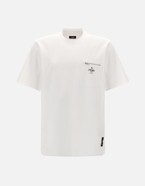 FENDI Tシャツ FENDI (フェンディ) ジップポケット クルーネック 半袖 Tシャツ メンズ