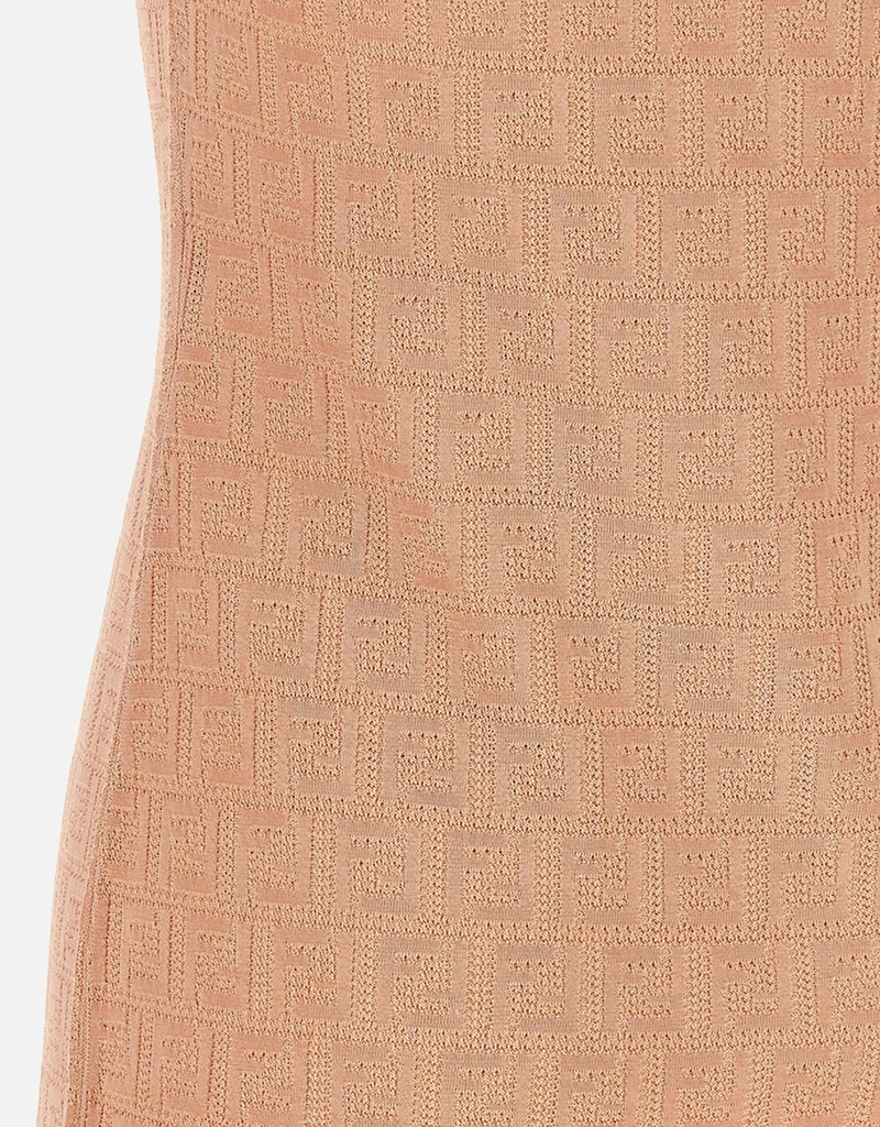 Fendi Women's All-Over FF Logo Knit Mini Dress in Pink | Size: 40 Fendi Women's All-Over FF Logo Knit Mini Dress in Pink | Size: 40