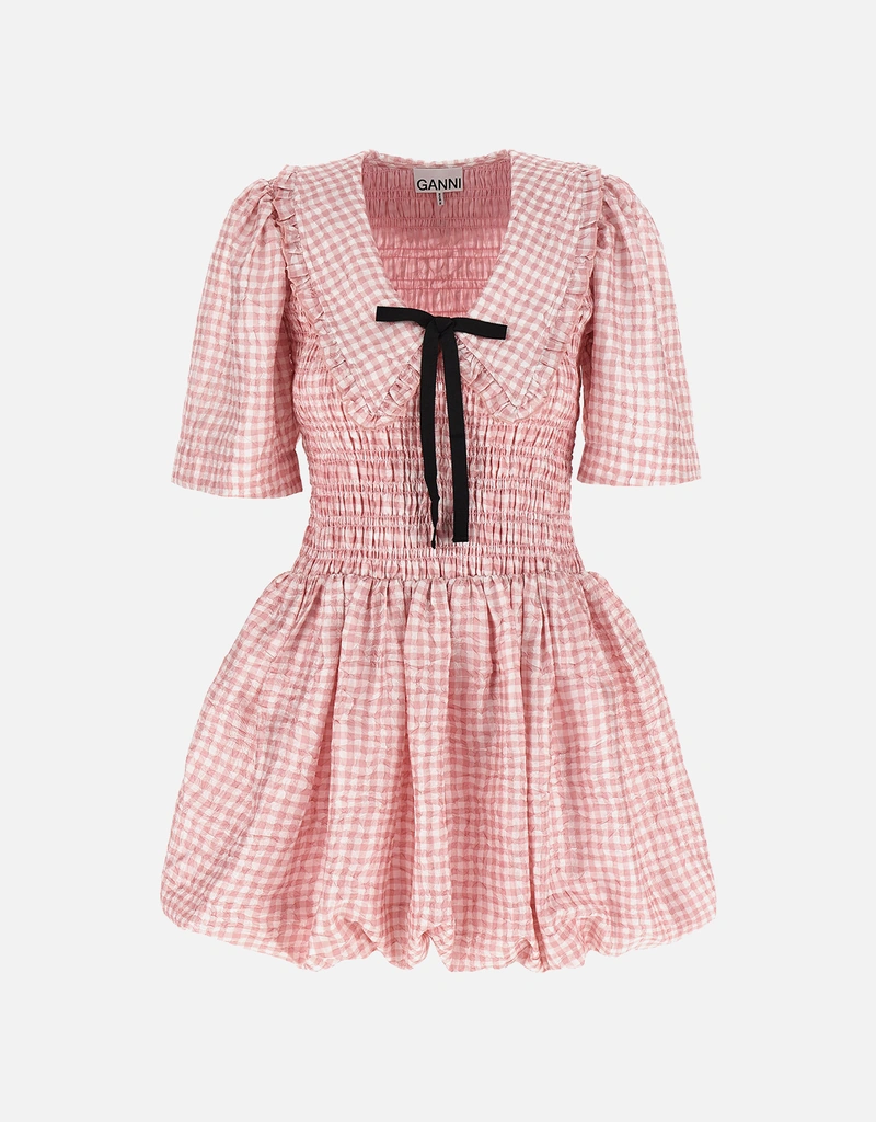 Ganni 'Pink Check' Dress EU 38 Pink