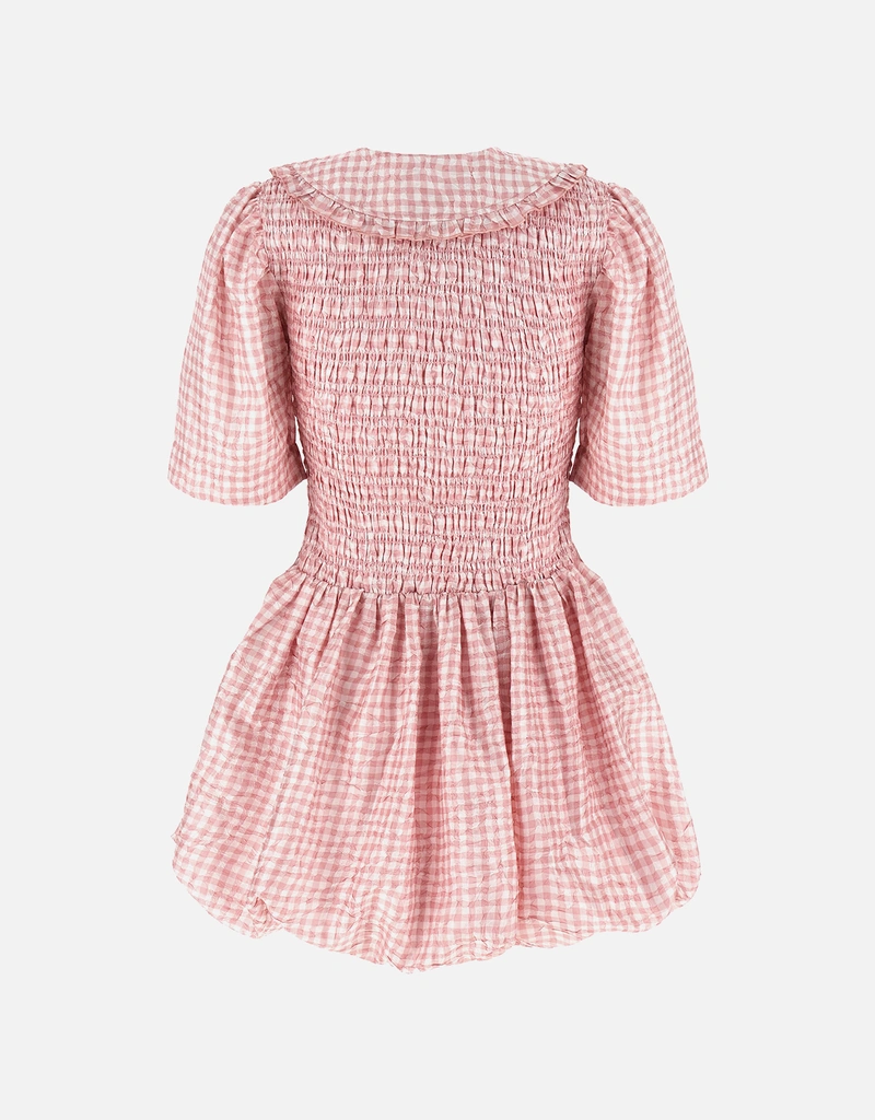 Ganni チェック スモック ミニドレス (ドレス,ミニ) IFCHIC.COM