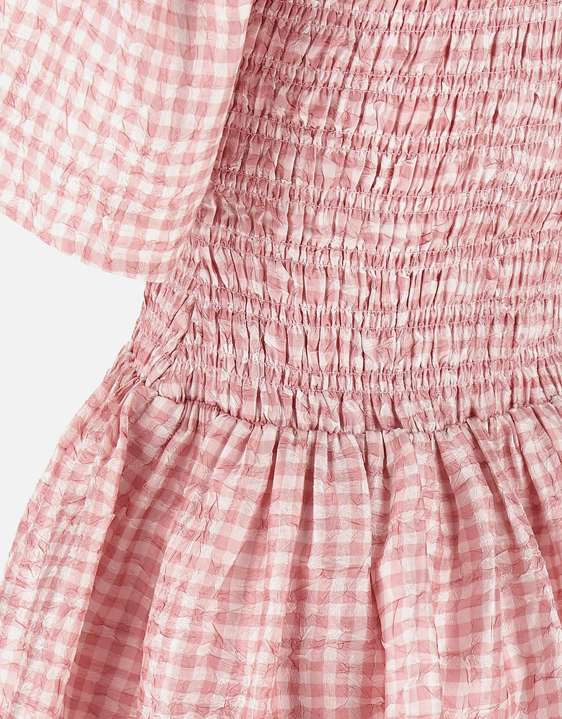 Ganni チェック スモック ミニドレス (ドレス,ミニ) IFCHIC.COM