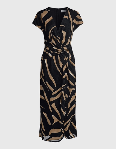 Tiger-Stripe Printed Silk Crepe Maxi Dress