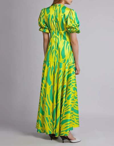 Zuella V-neck Puffed Sleeve Maxi Dress