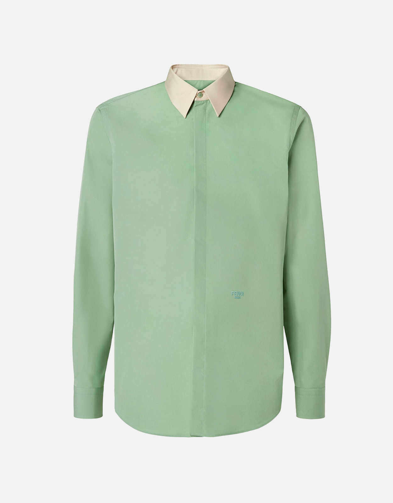Fendi Men's Light Green Cotton Poplin Shirt (Clothing,Shirts,Casual Shirts)  IFCHIC.COM