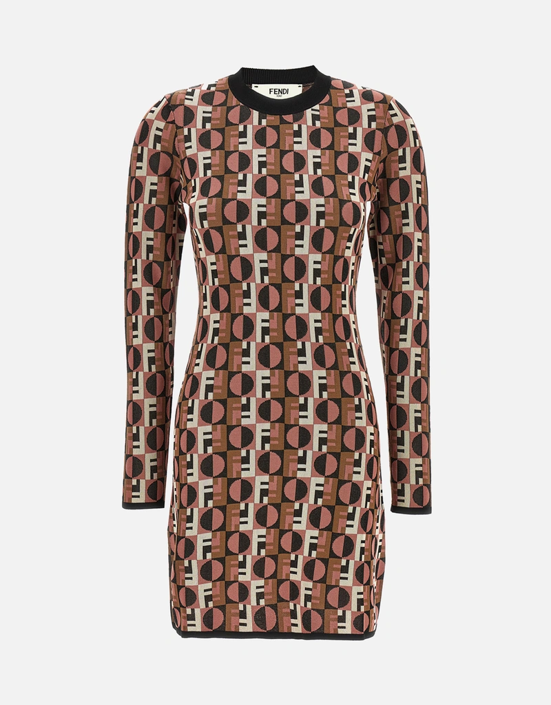 Fendi Pink viscose jacquard dress (Dresses,Mini Dresses) IFCHIC.COM