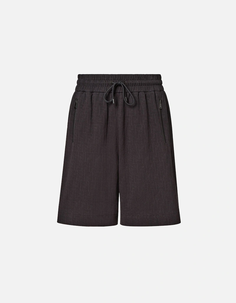 Fendi メンズ ブラックピケFFジャカードショーツ (アパレル,ズボン