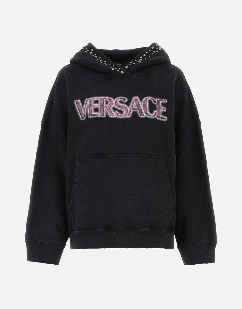Versace Logo Studded Distressed Hoodie () IFCHIC.COM