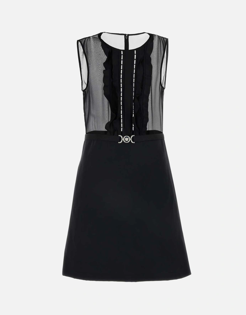 versace mini black dress Versace Logo Sleeveless Mini Dress Black