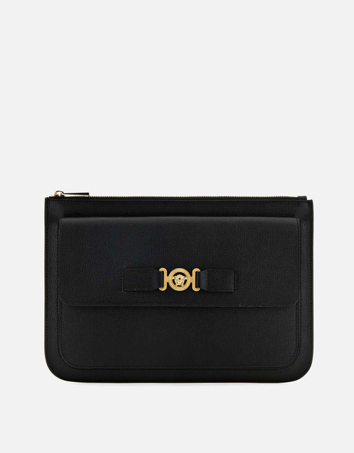 Versace メンズ メデューサ ビッグィ 大型 ゴートレザー ポーチ